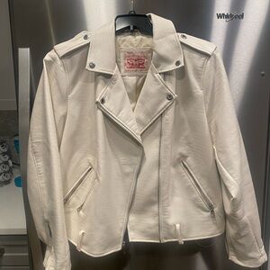 Levi Faux Leather White Moto Jacket